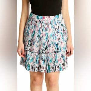 J. Crew Multicolor Lavender Pleated Two Tiered Mini Skirt Size 2